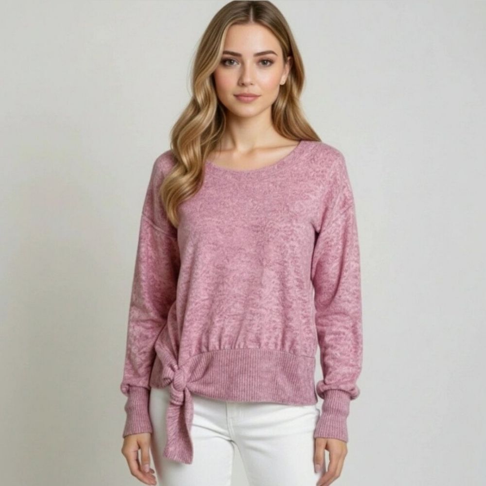 Anthro SATURDAY SUNDAY Payton Brushed Fleece‎ Side Tie Sweater Dolman Sleeves S